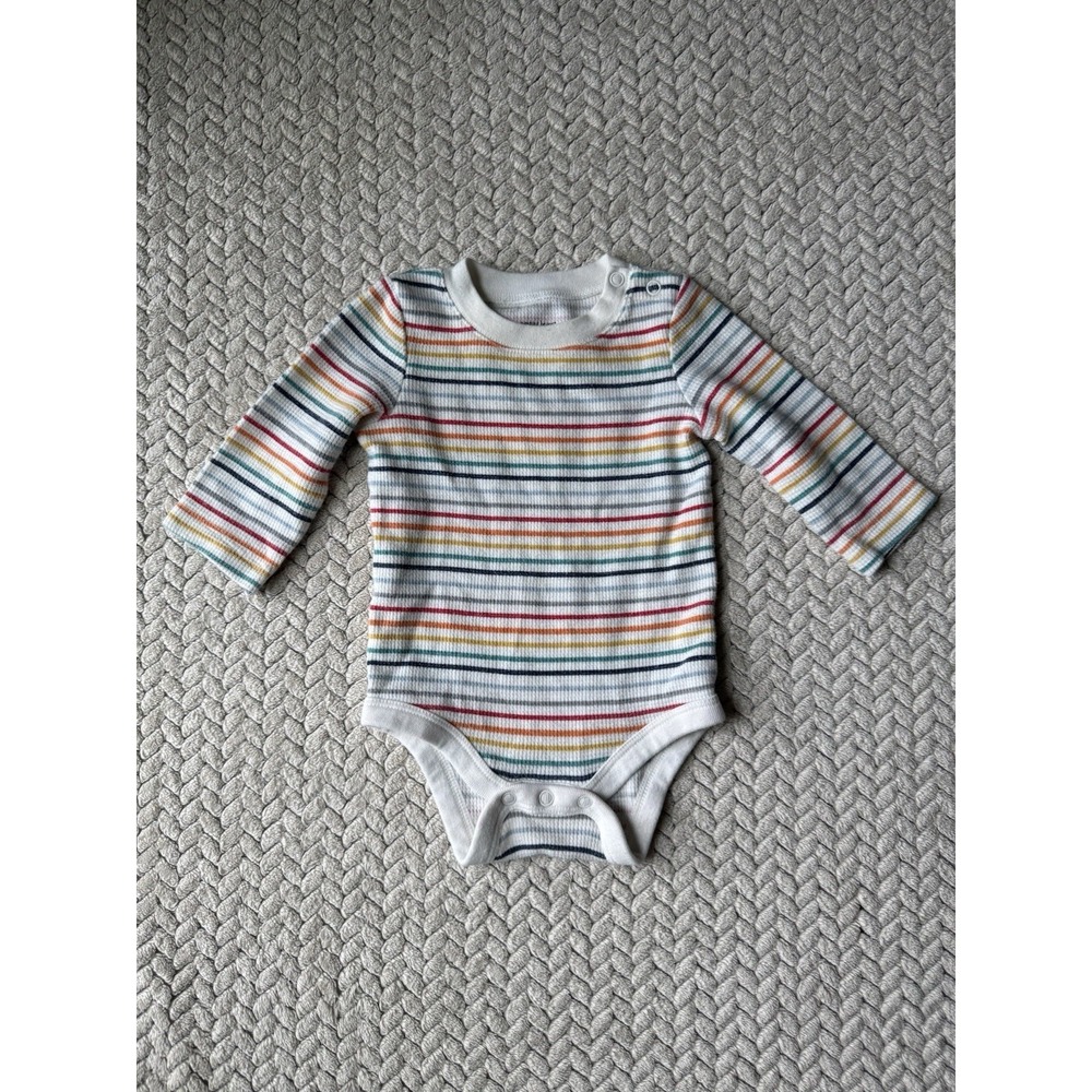 Jumping Beans Baby Size 6M Striped Long Sleeve Softest Bodysuit Rainbow Unisex